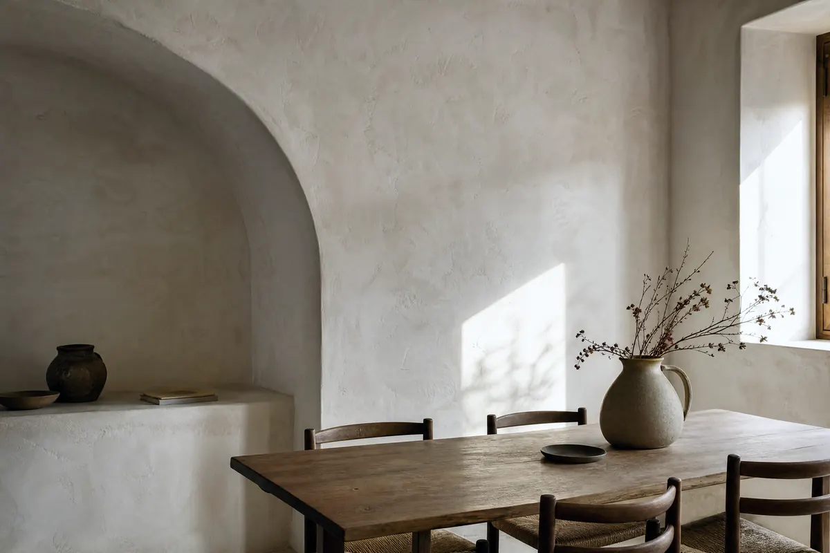 Comedor con estuco de cal